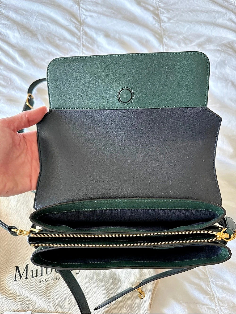 Mulberry Belted Bayswater Satchel - Mulberry Green Leather - Excellent Cond. - Picture 11 of 12